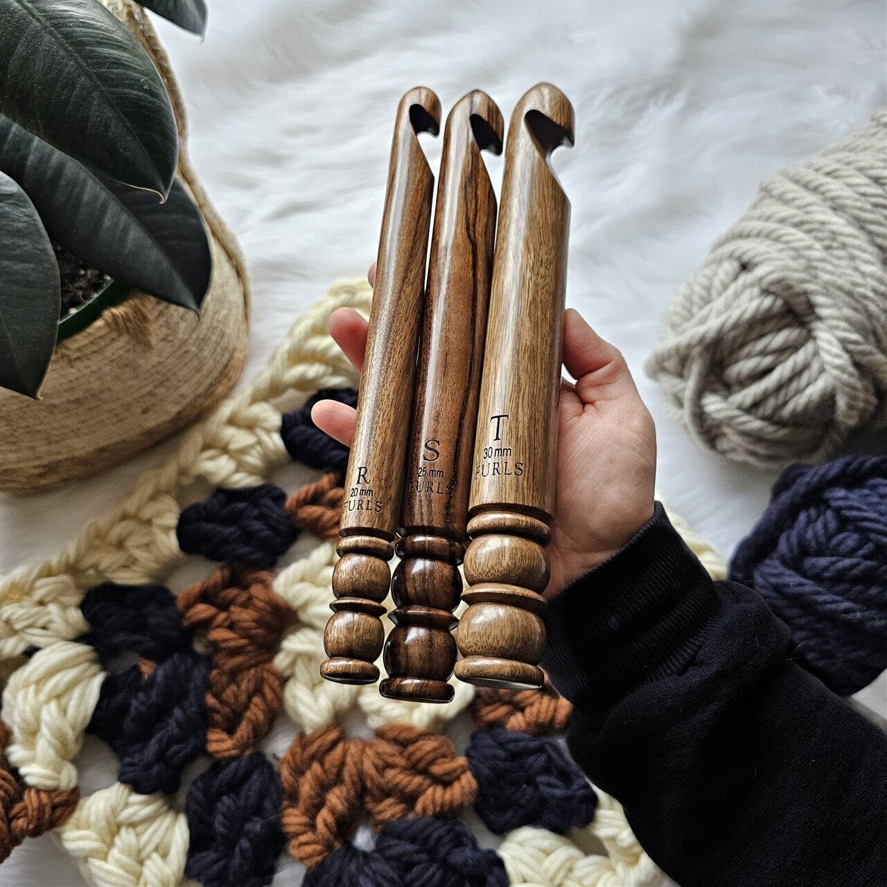 Jumbo Laurel Wood Crochet Hook Jumbo Crochet Hook FurlsCrochet