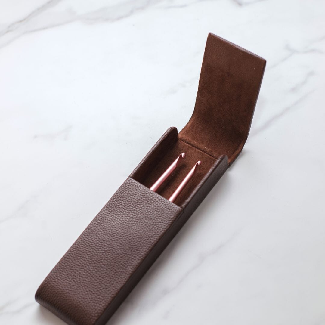 Double Leather Hook Holder FurlsCrochet Brown 