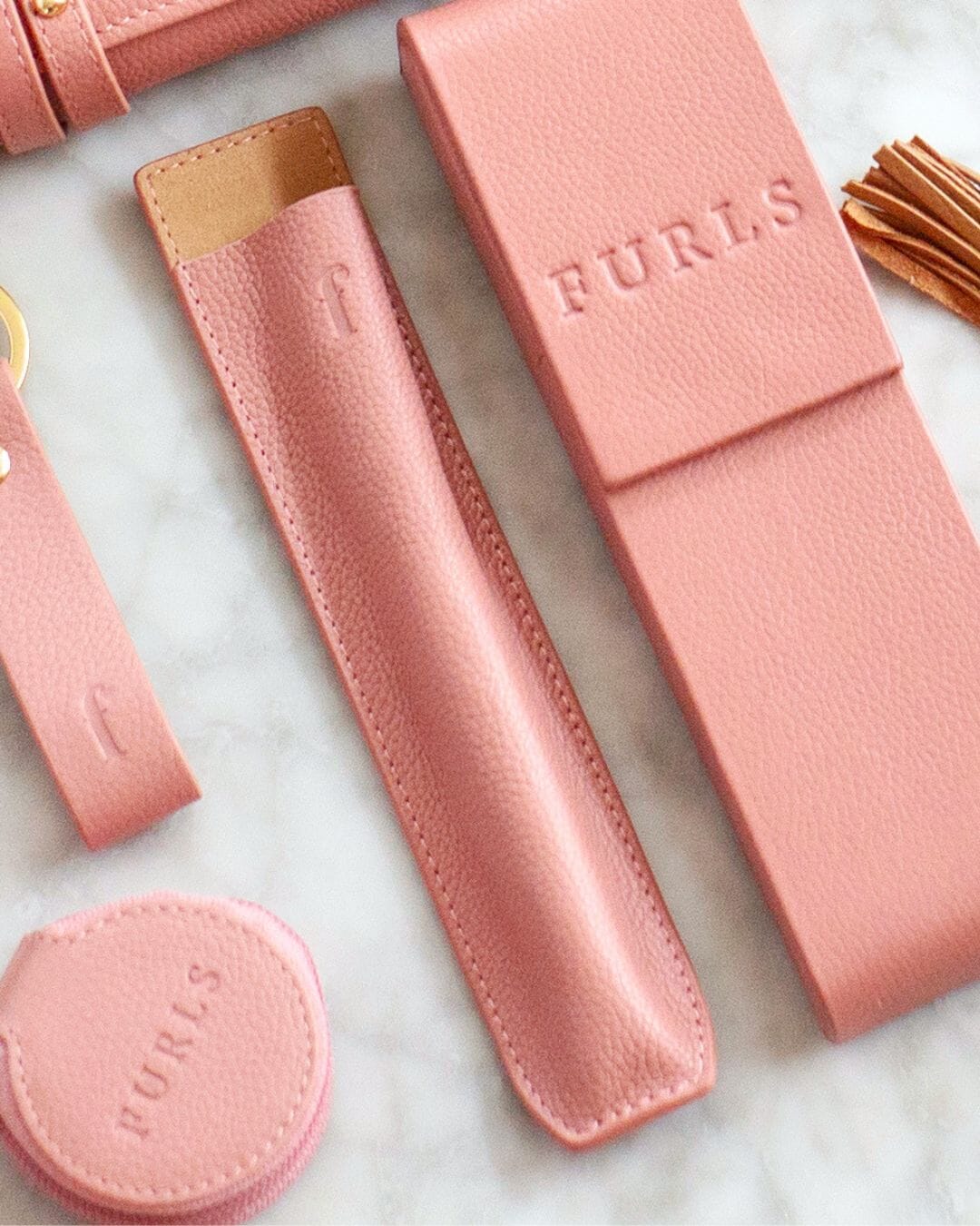 Companion Crochet Hook Sleeve in Leather Travel Accessories FurlsCrochet Pink 